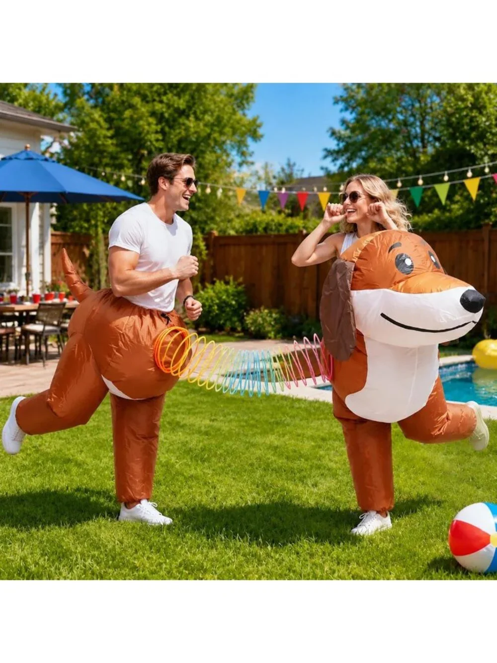 Inflatable Dachshund Dog Costume for Couples | Funny Matching Halloween Outfit